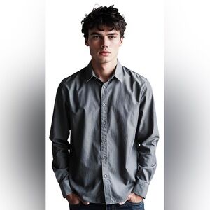 Banana Republic Men's Charcoal Button Down Shirt Non-Iron Slim Fit